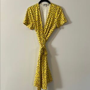Yellow Polka Dot Wrap Dress